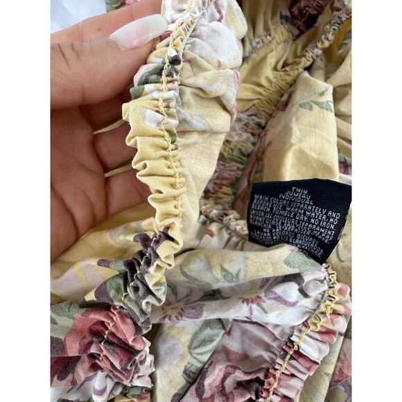 Vintage Ralph Lauren TWIN FITTED Sheet Sophie Brooke Yellow HUGE Garden Floral - Picture 6 of 6